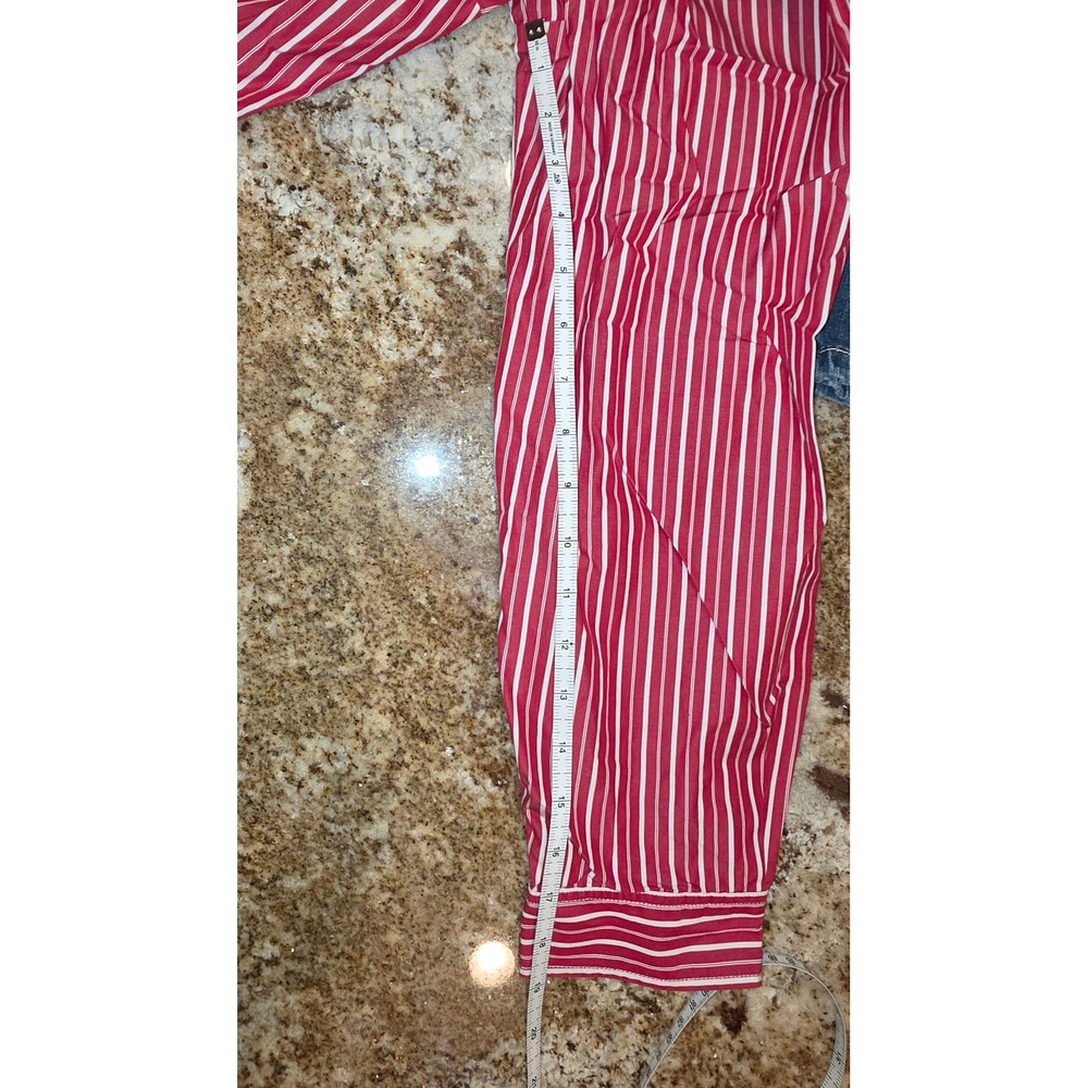 Tommy Hilfiger Woman Red White Striped Ruffle Front Button Down Shirt Size 18 - Picture 7 of 10